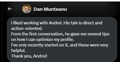 Dan Munteanu testimonial