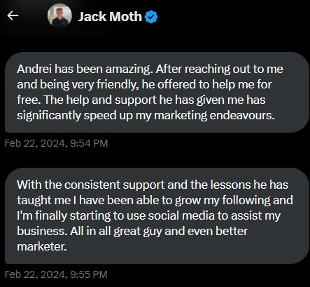 Jack Moth testimonial
