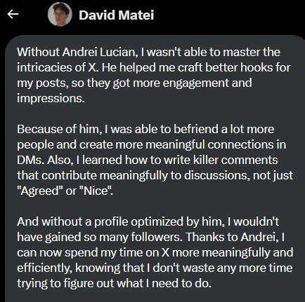 Matei testimonial